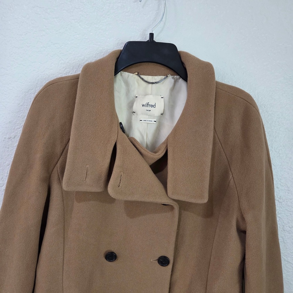 Wilfred‎ Peacoat Women's Large Wool Cashmere Deer Skin Double Breasted Luxury - Picture 3 of 16